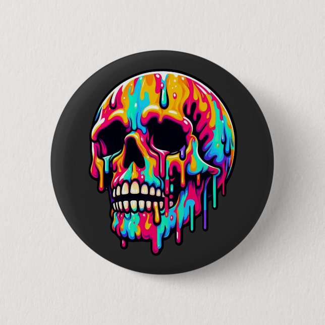 Vibrant Melting Skull 6 Cm Round Badge (Front)