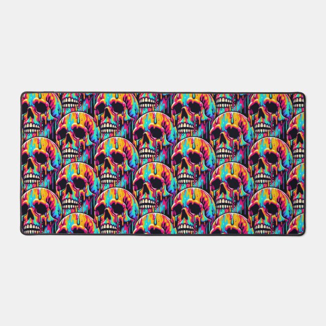 Vibrant Melting Skull Desk Mat (Front)