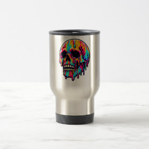Vibrant Melting Skull Travel Mug