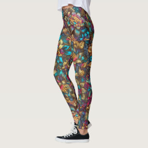 Vibrant Metallic Floral Garden leggings – Pretty