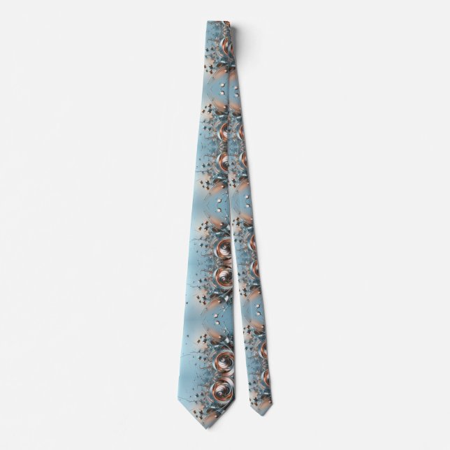 Vibrant Metallic Pale Blue Silver Gold Bronze  Tie (Front)