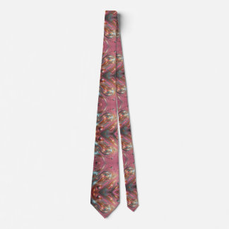 Vibrant Metallic Pink Gold Bronze Silver Painting Tie