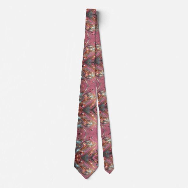 Vibrant Metallic Pink Gold Bronze Silver Painting  Tie (Front)