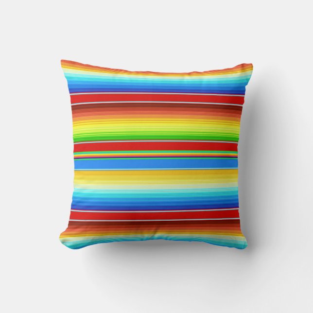 Vibrant Mexican Blanket Traditional Spanish Serape Cushion (Front)