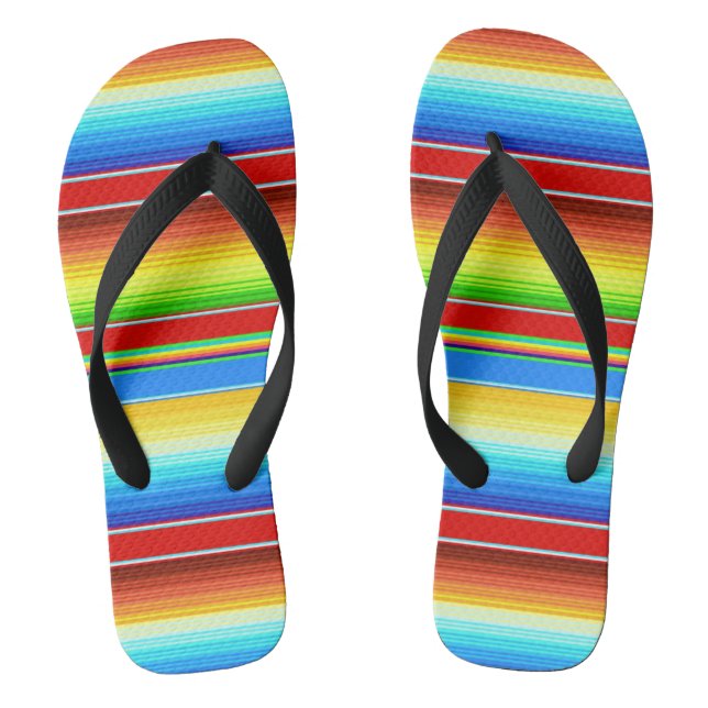 Vibrant Mexican Blanket Traditional Spanish Serape Flip Flops (Footbed)