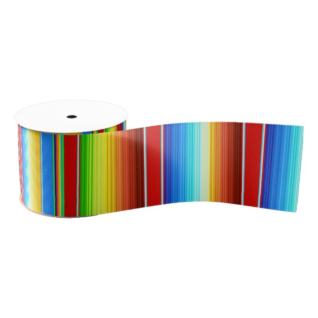 Vibrant Mexican Blanket Traditional Spanish Serape Grosgrain Ribbon (Spool)