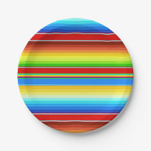 Vibrant Mexican Blanket Traditional Spanish Serape Paper Plate