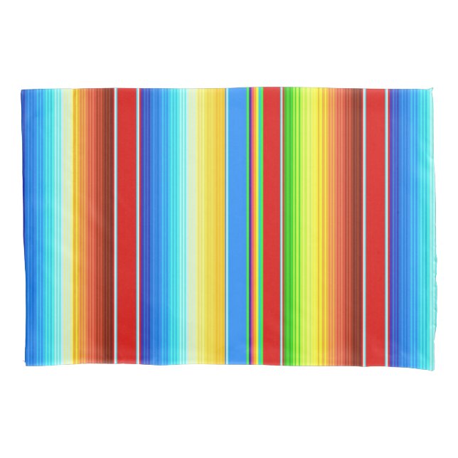 Vibrant Mexican Blanket Traditional Spanish Serape Pillowcase (Front)