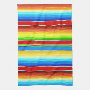 Vibrant Mexican Blanket Traditional Spanish Serape Tea Towel