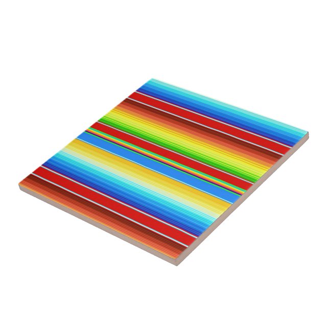 Vibrant Mexican Blanket Traditional Spanish Serape Tile (Side)