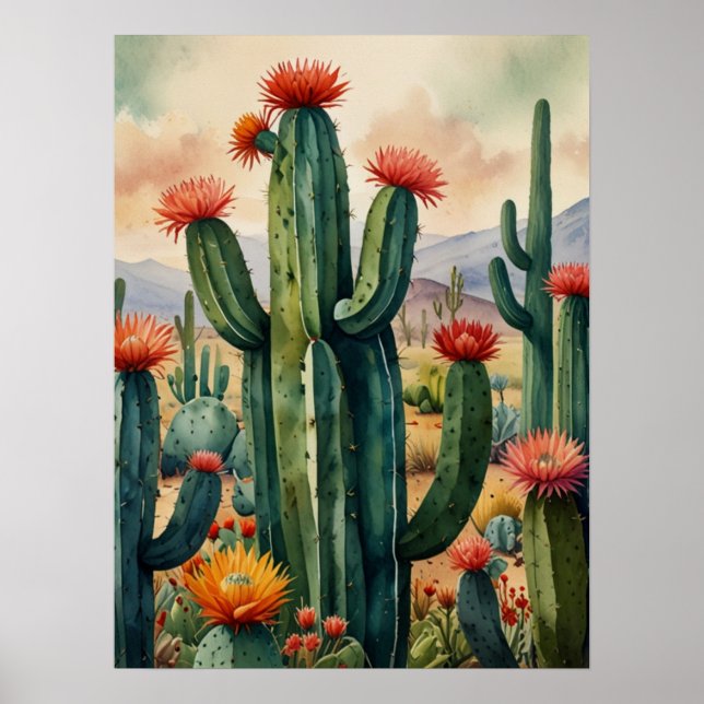 Vibrant Mexican Cactus Art Print (Front)