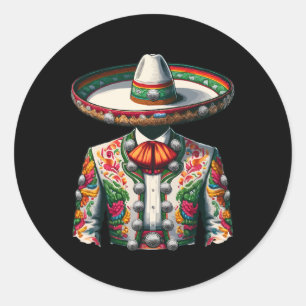 Vibrant Mexican Charro Suit Traditional Mariachi  Classic Round Sticker
