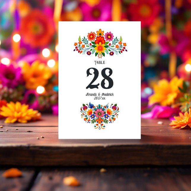 Vibrant Mexican Fiesta Floral Wedding Table Number (Vibrant Mexican Fiesta Floral Wedding Table Number)