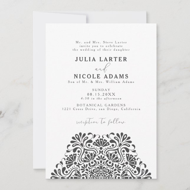 Vibrant Mexican Fiesta Rainbow Mandala Wedding Invitation (Front)