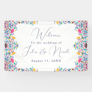 Vibrant Mexican Fiesta Style Rainbow Wedding Banner