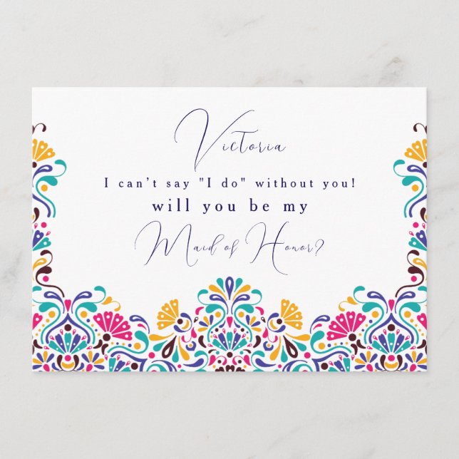 Vibrant Mexican Fiesta Style Rainbow Wedding Menu (Front)