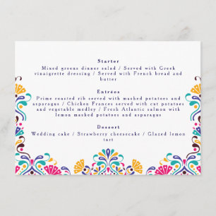 Vibrant Mexican Fiesta Style Rainbow Wedding Menu