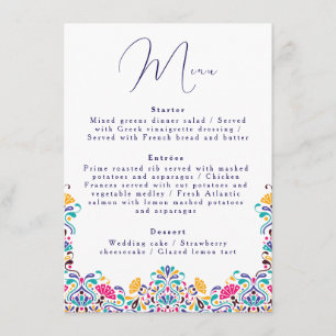 Vibrant Mexican Fiesta Style Rainbow Wedding Menu