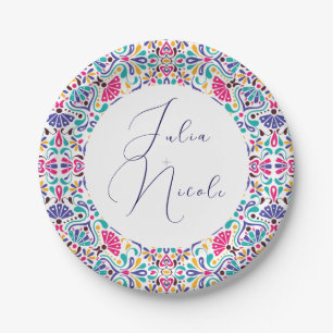 Vibrant Mexican Fiesta Style Rainbow Wedding Paper Plate