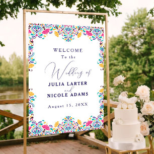 Vibrant Mexican Fiesta Style Rainbow Wedding Poster