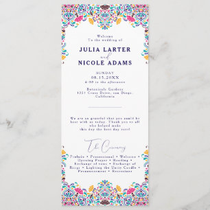 Vibrant Mexican Fiesta Style Rainbow Wedding Programme