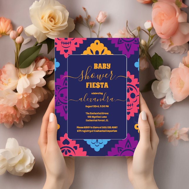 Vibrant Mexican Floral Fiesta Baby Shower Girl Invitation (Creator Uploaded)
