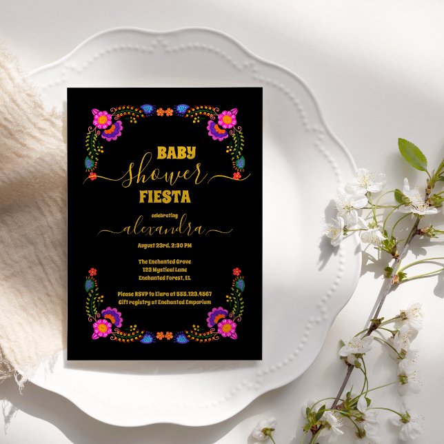 Vibrant Mexican Floral Fiesta Baby Shower Girl Invitation (Creator Uploaded)