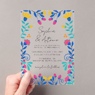 Vibrant Mexican Floral Fiesta Wedding Acrylic Invitations