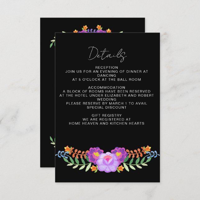 Vibrant Mexican Floral Fiesta Wedding Enclosure Card (Front/Back)