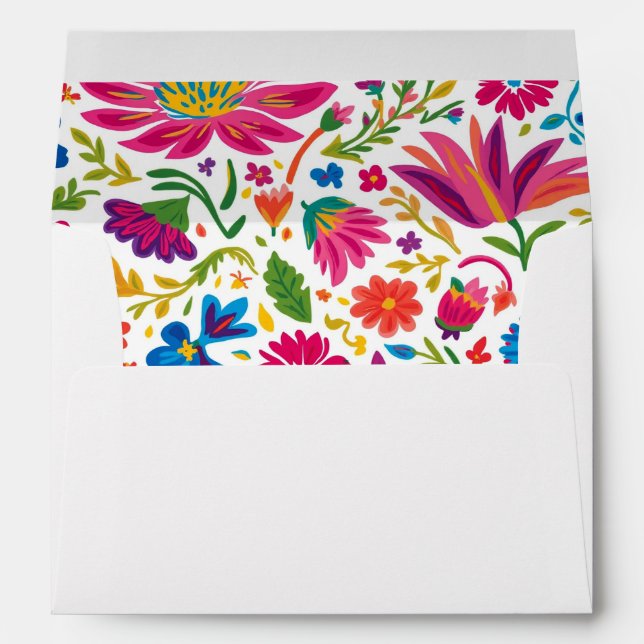 Vibrant Mexican Floral Fiesta Wedding Envelope (Back (Bottom))