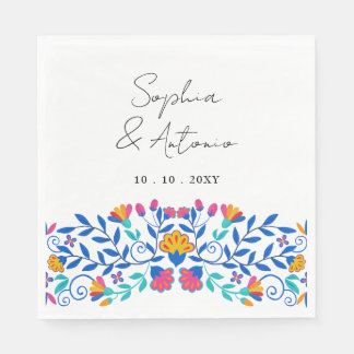Vibrant Mexican Floral Fiesta Wedding Napkin