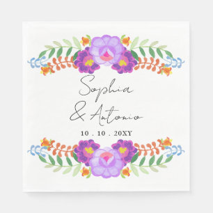 Vibrant Mexican Floral Fiesta Wedding Napkin