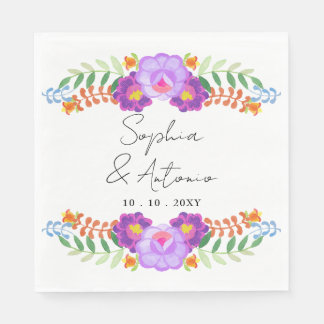 Vibrant Mexican Floral Fiesta Wedding Napkin