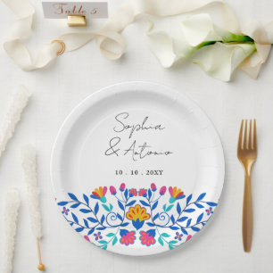Vibrant Mexican Floral Fiesta Wedding Paper Plate