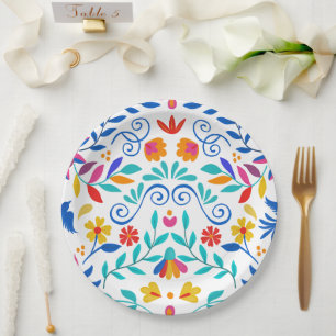 Vibrant Mexican Floral Fiesta Wedding Paper Plate