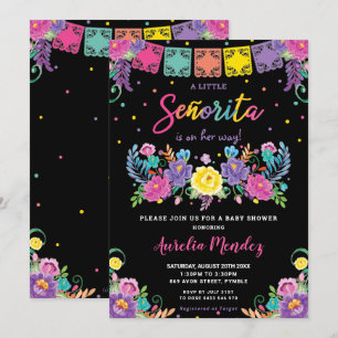 Vibrant Mexican Floral Señorita Baby Shower Girl  Invitation