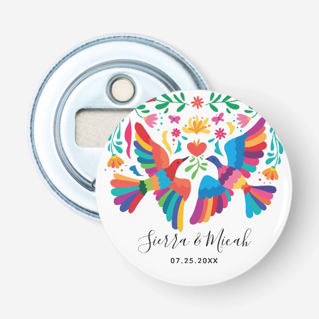 Vibrant Mexican Inspired Birds and Floral Bottle Opener (Front)