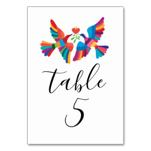 Vibrant Mexican Inspired Birds Wedding Table Number