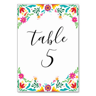 Vibrant Mexican Inspired Floral Wedding Table Number