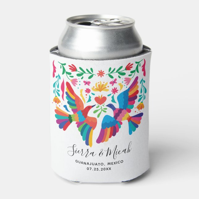 Vibrant Mexican-Inspired Wedding Can Cooler (Can Front)