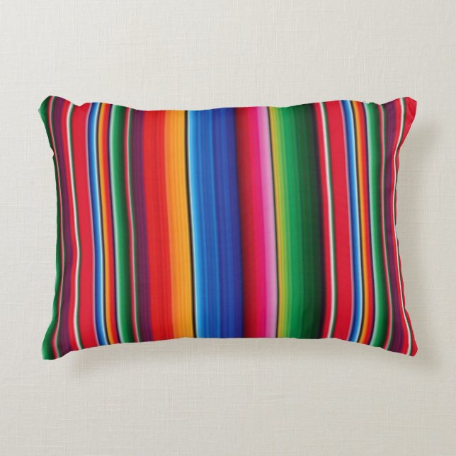 Vibrant Mexican Striped Western Design Decorative Cushion (Front)