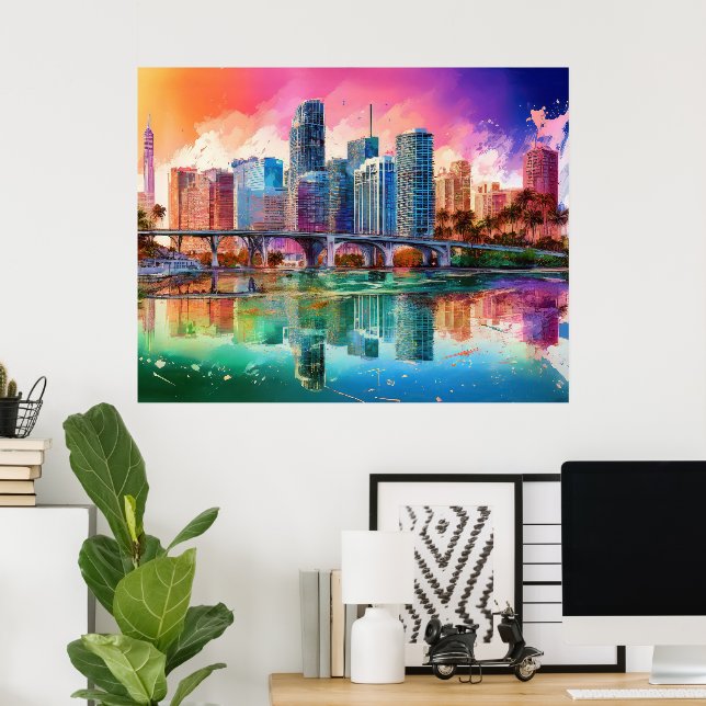 Vibrant Miami Abstract Art Poster  (Home Office)