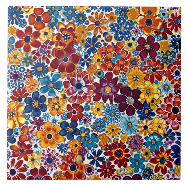 Vibrant Millefiori Elegant Pattern Tile (Front)