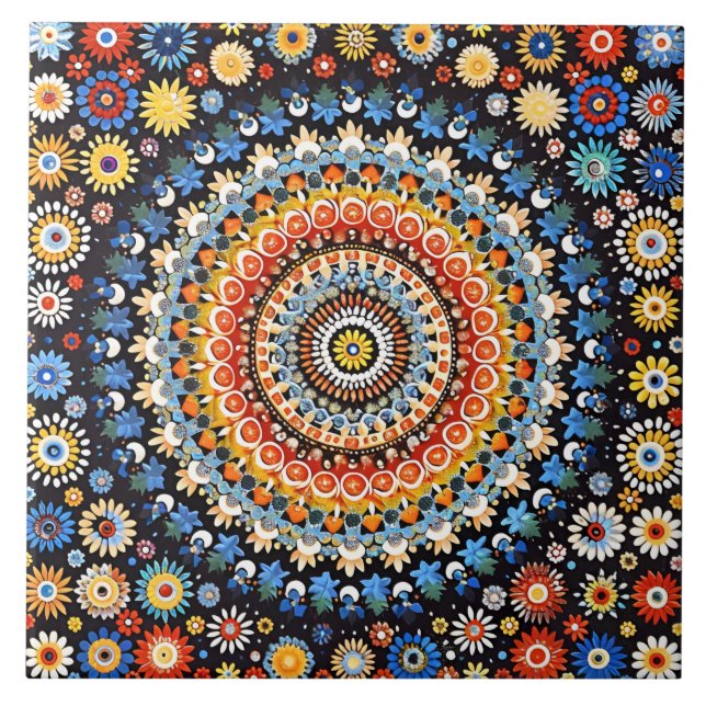 Vibrant Millefiori Elegant Pattern Tile (Front)