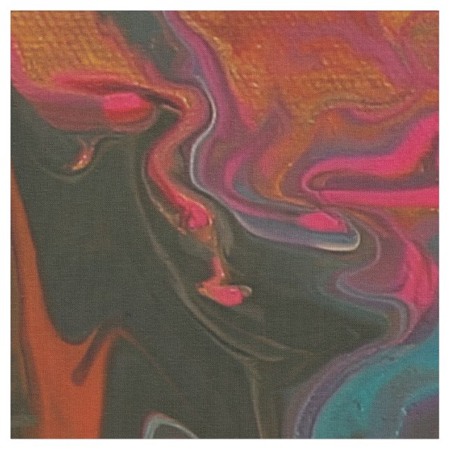 Vibrant Mineral Rock Flow Paint Art Fabric (Close Up)