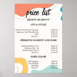 Vibrant & Minimal Service Menu Template Poster