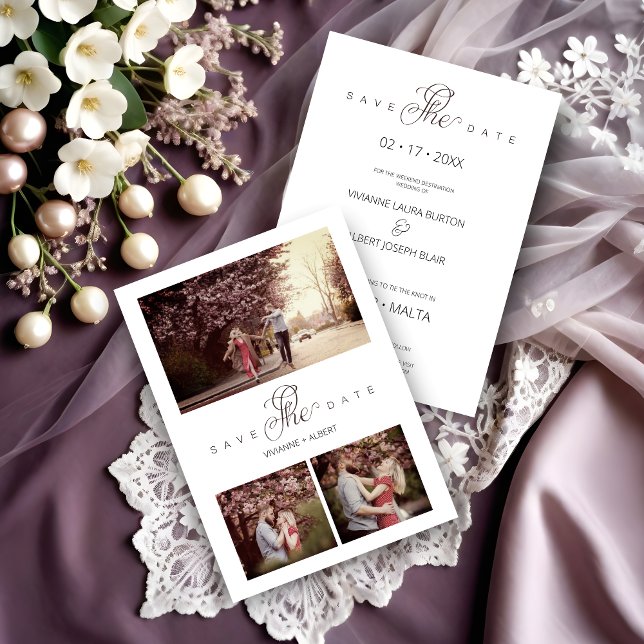 Vibrant Minimalism 3 Photo Collage Modern Wedding Save The Date (Vibrant Minimalism 3 Photo Collage Modern Wedding Save the Date Card. )