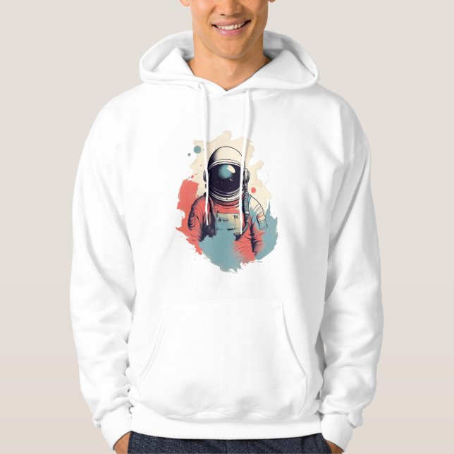 Vibrant Minimalist Astronaut Art: Cool and Elegant Hoodie (Front)