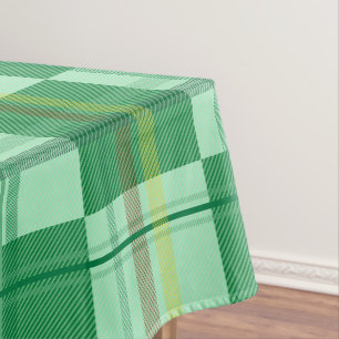 Vibrant Mint Yellow Plaid Aesthetic Tablecloth
