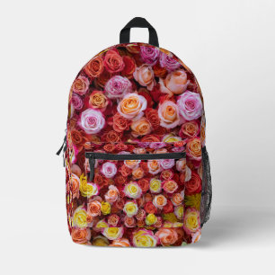 Vibrant Mixed Colour Roses Floral Printed Backpack